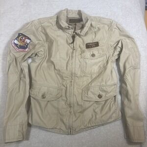 Vintage Ralph Lauren Airborne Div USRL Flight Jacket Beige Bomber Small